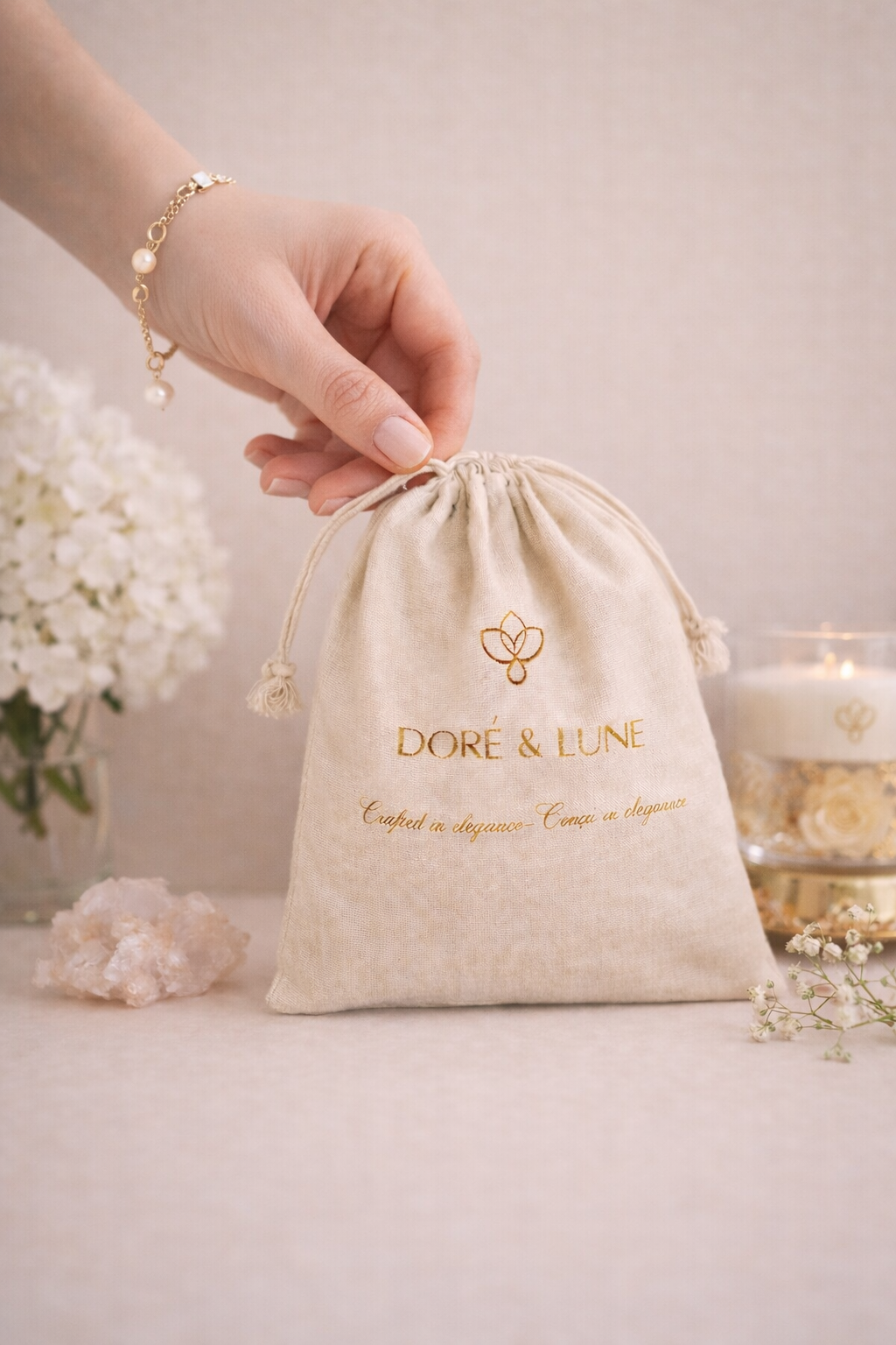 Vanilla Veil – Doré & Lune Handcrafted Soy Candle (8 oz)