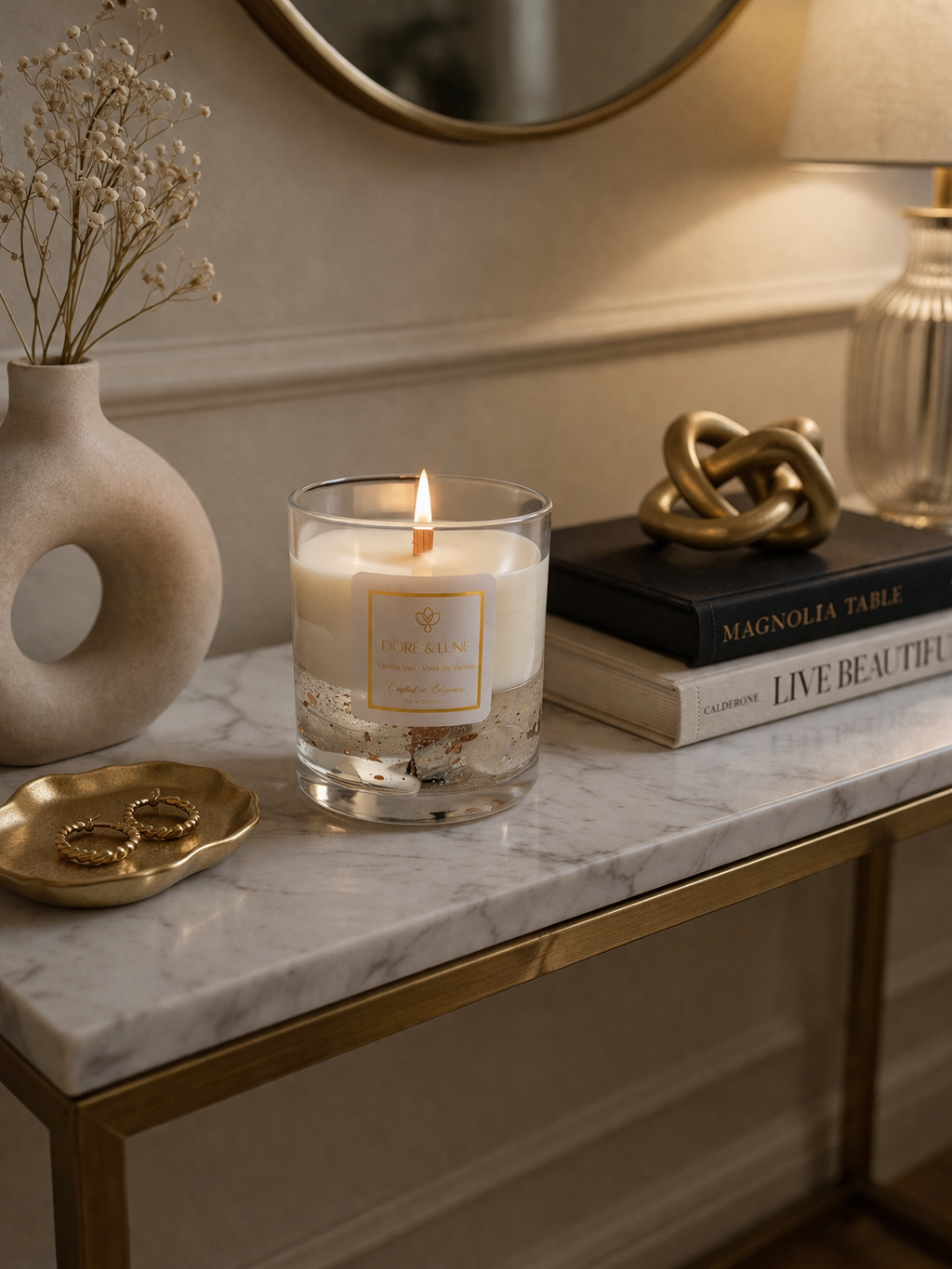 Doré & Lune – Vanilla Veil Gel & Soy Wax Candle (8 oz)