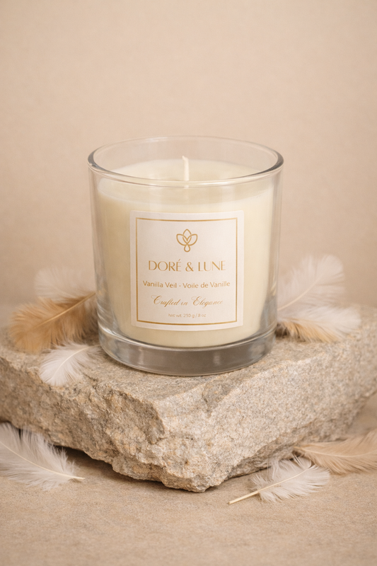 Vanilla Veil – Doré & Lune Handcrafted Soy Candle (8 oz)